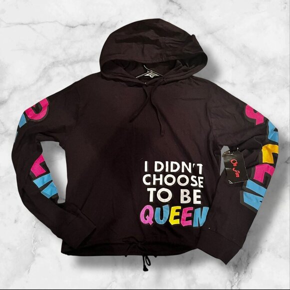 On Fire Women's Graphic Hoodie With Drawstring Hem & Colorful Lettering Print - - Picture 16 of 16